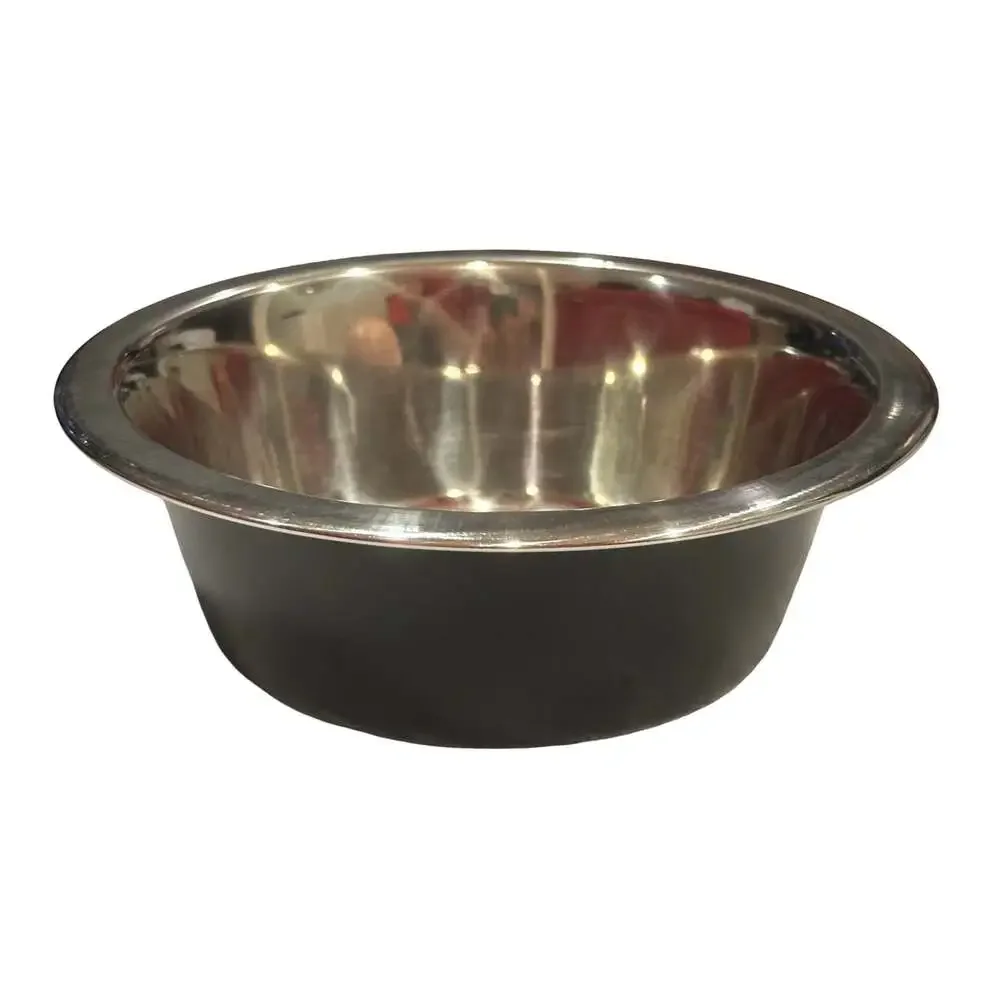 Black and Stainless Steel Non-Skid Pet Bowl Food or Water Dish